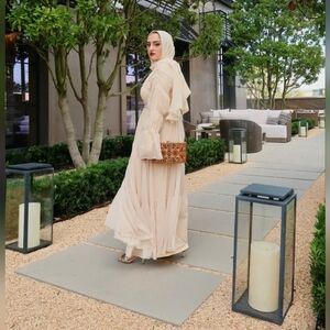 The OG Elegant Beige Maxi Ruffled Abaya + Inner Dress X Beaux Exclusive